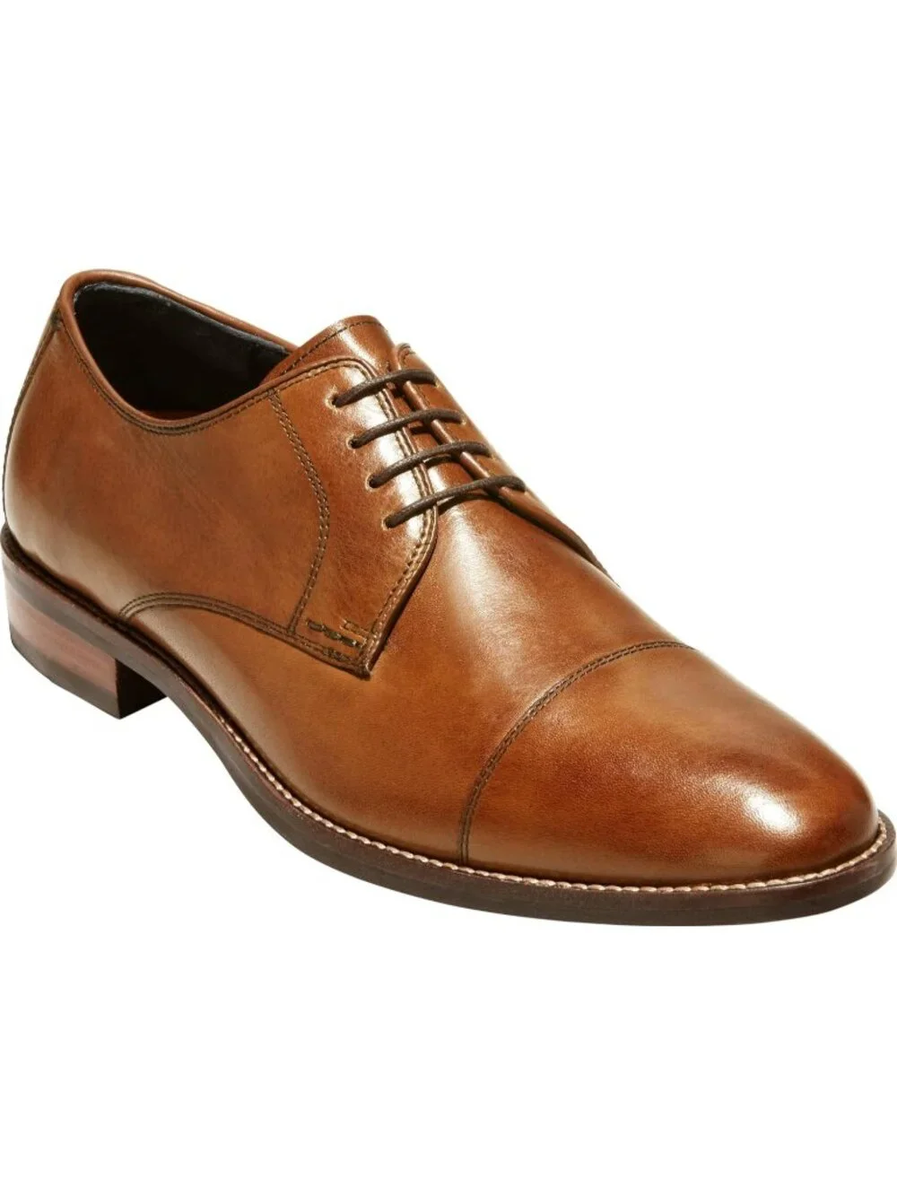 Men Brown Leather Lenox Hill Cap Toe Low-top British Business Derby Oxford Shoes
